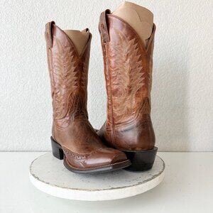 Rod Patrick Mens Cowboy Boots 10.5B Brown Calf Western Leather Soles Blunt Toe